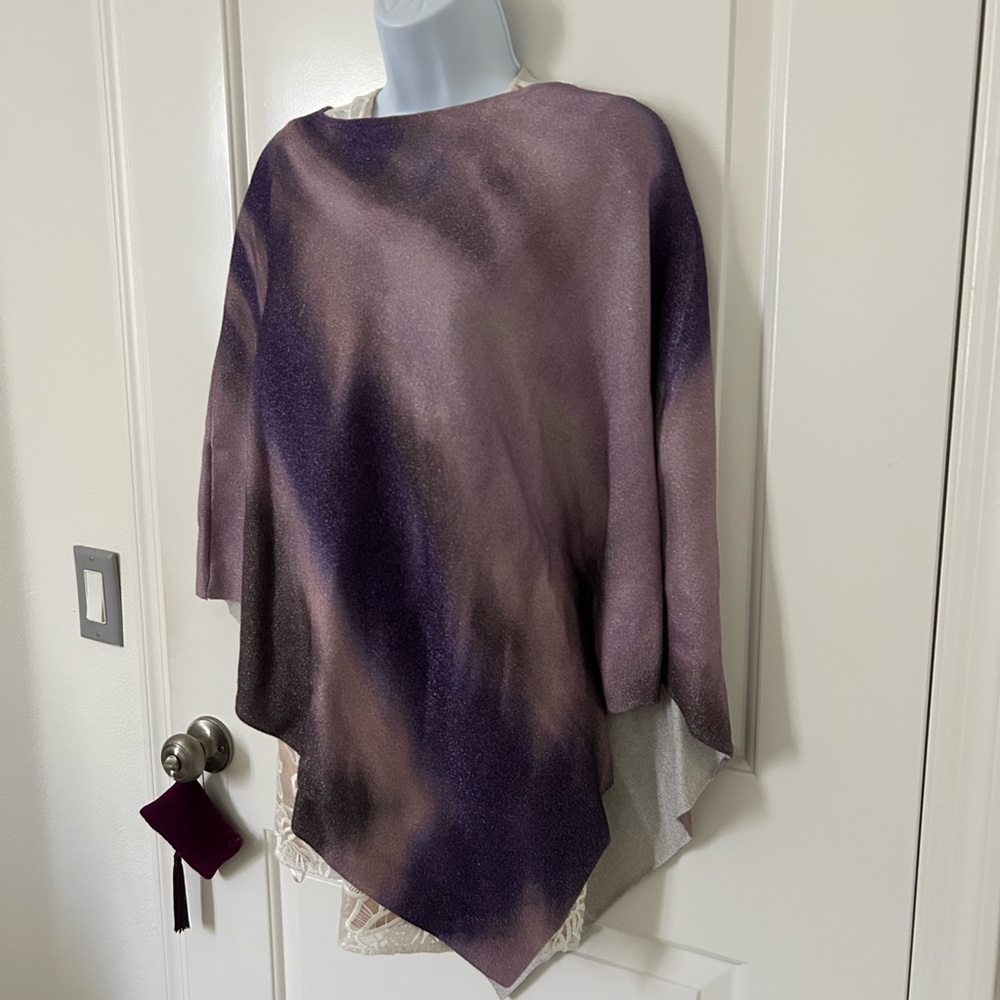 Chico’s Purple Ombre Women's knit Sweater Poncho -NWT